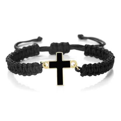 Jesus Cross Braided Bracelet - Handmade Christian Faith Friendship Bangle Jewelry Gift for Women & Men