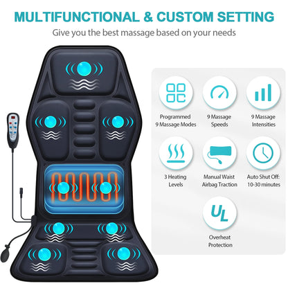 Aiveisi Full Body Electric Massage Mattress | Shiatsu Kneading Heating Massager for Cervical & Back