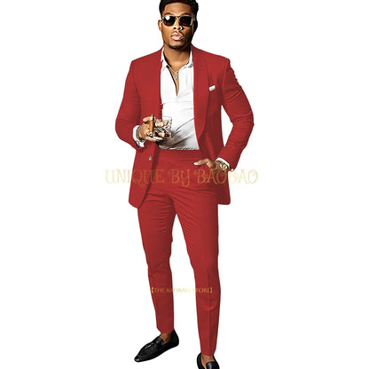 Men's Brown 2 Piece Suit - Shawl Collar Single Breasted Tuxedo Blazer & Pants Set For Wedding, Business & Formal Events