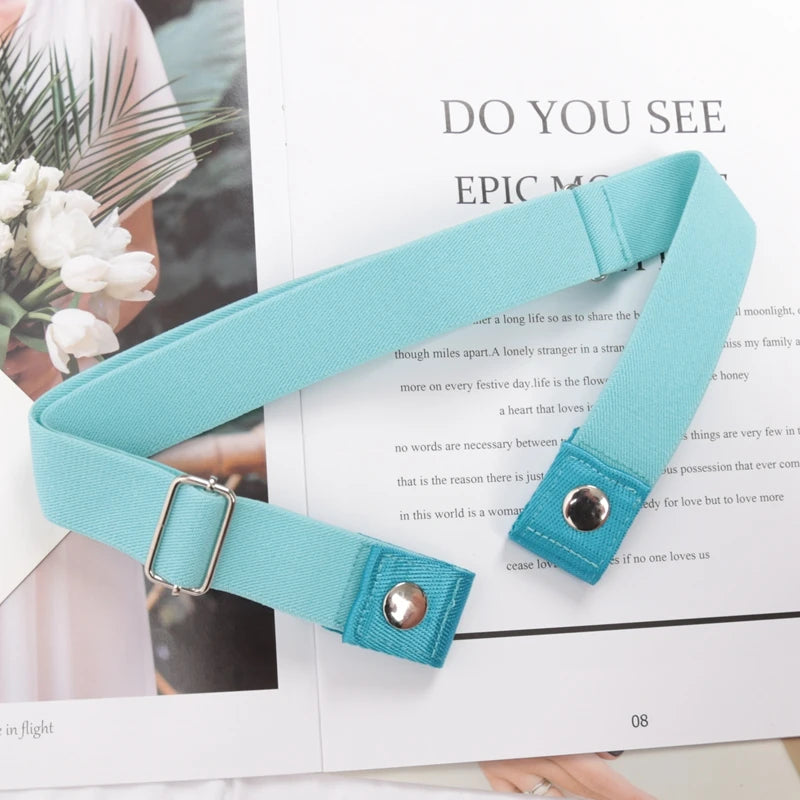Elastic Buckle-Free Canvas Belt for Women – Stretch Waist Belt for Jeans & Pants, Invisible Lazy Belt