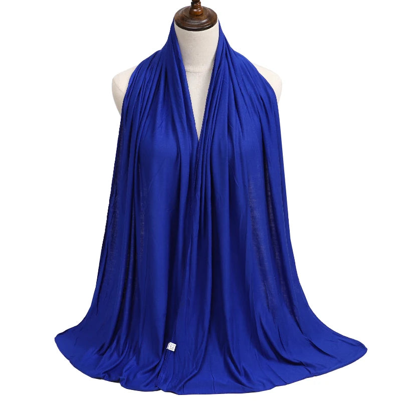Women's Modal Cotton Jersey Hijab - Soft Solid Color Muslim Headscarf for Ramadan & Everyday Wear