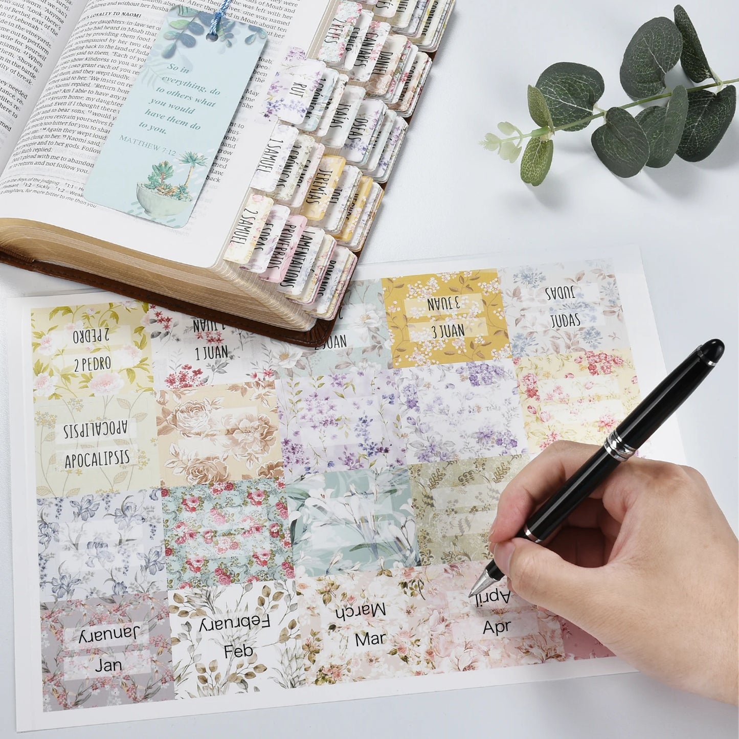 Spanish Bible Tabs - Large Print, Easy-to-Read Tabs for Women - 80 Total Bible Index Tabs