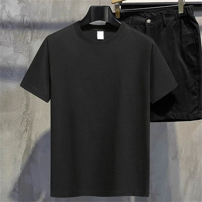 Men's & Women's Cotton T-Shirt — Summer Solid Color Round Neck Short-Sleeve Top, Casual Couple White Tee