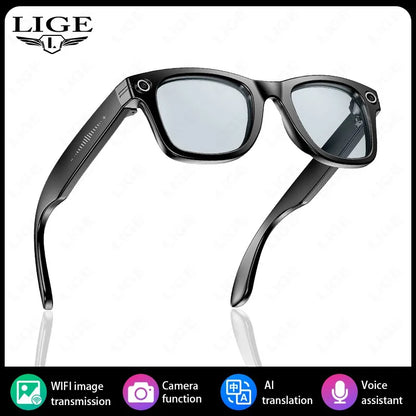 LIGE AI Smart Glasses — 8MP Camera, Video Recording, 100+ Languages Translation, Bluetooth Call & Music for Men & Women