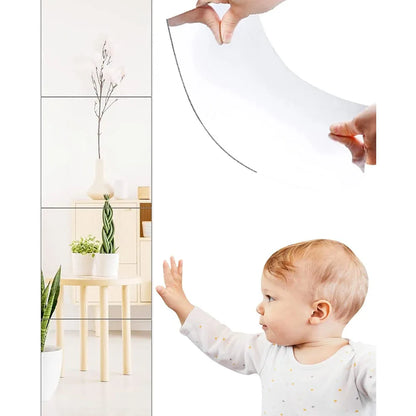 Full-Length Acrylic Door Mirror Tiles – Wall-Mounted, Non-Glass Safety Mirror for Kids Playroom, Gym, Dorm Use