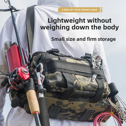 Portable Fishing Tackle Shoulder Bag – Storage Bag with Rod Holder for Outdoor Sports & Fly Fishing