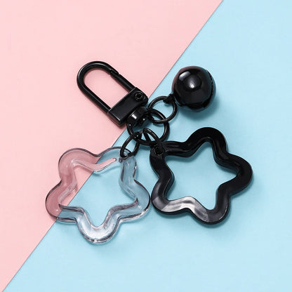 Hollow Star Bell Charm Keychain - Colorful Acrylic Bead Pendant for Bags, Lanyards & Jewelry Making Accessories