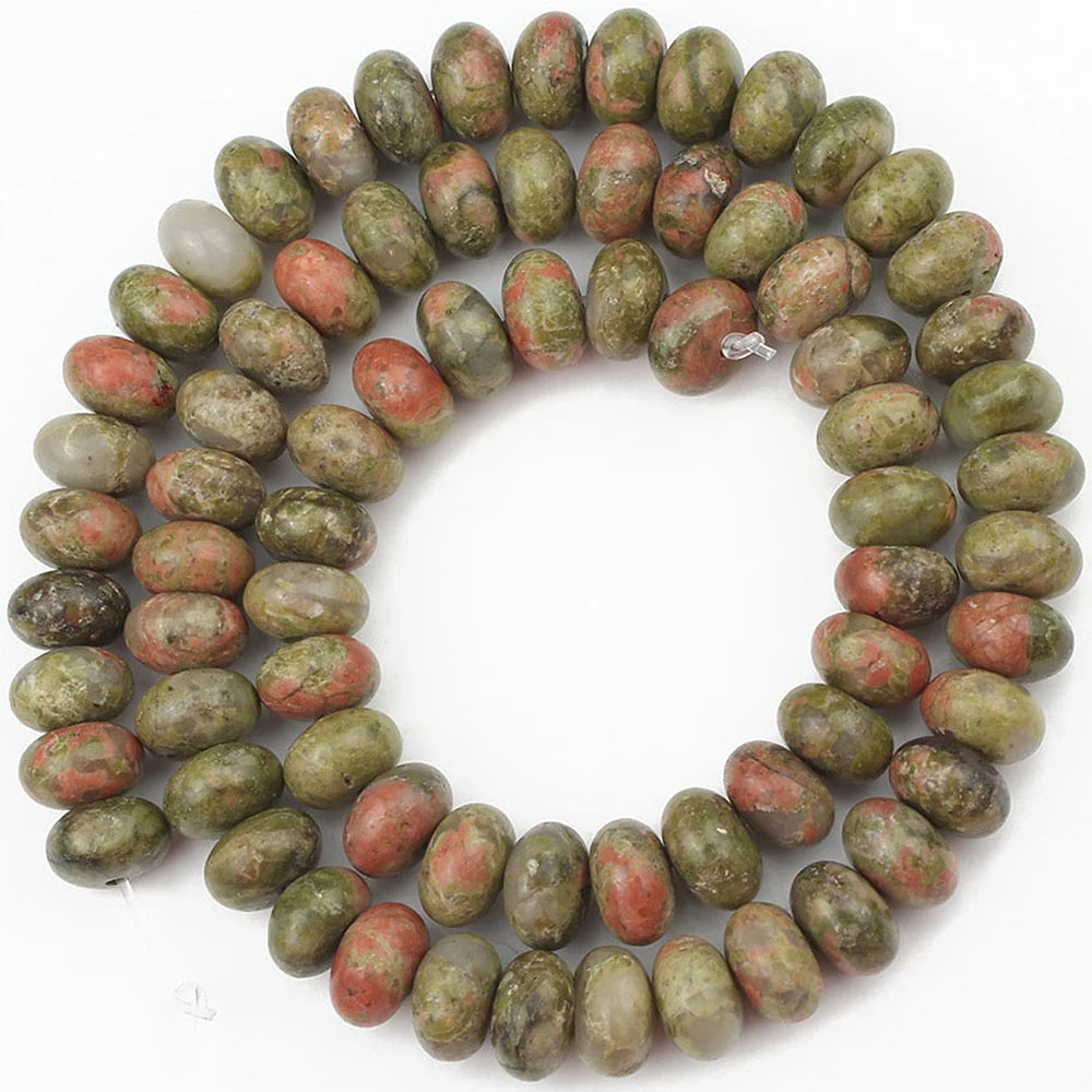Natural Stone Rondelle Beads - 5x8mm Tourmaline, Citrine & Quartz Loose Beads for DIY Bracelets