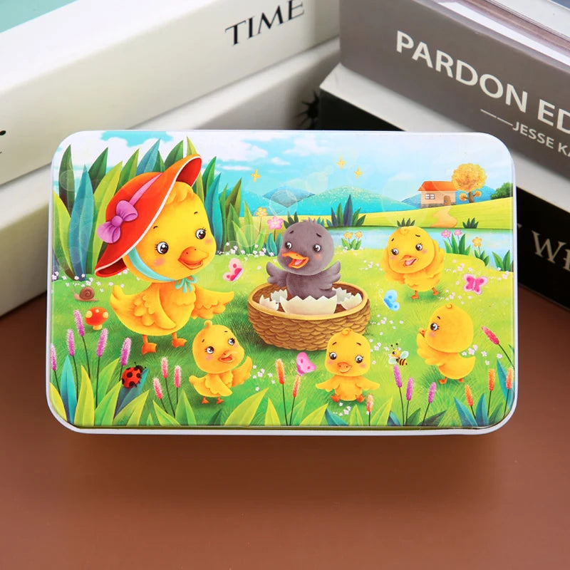 60 Piece Wooden Puzzle Toy Set - Cartoon Vehicle & Animal Jigsaw Educational Learning Gift for Kids