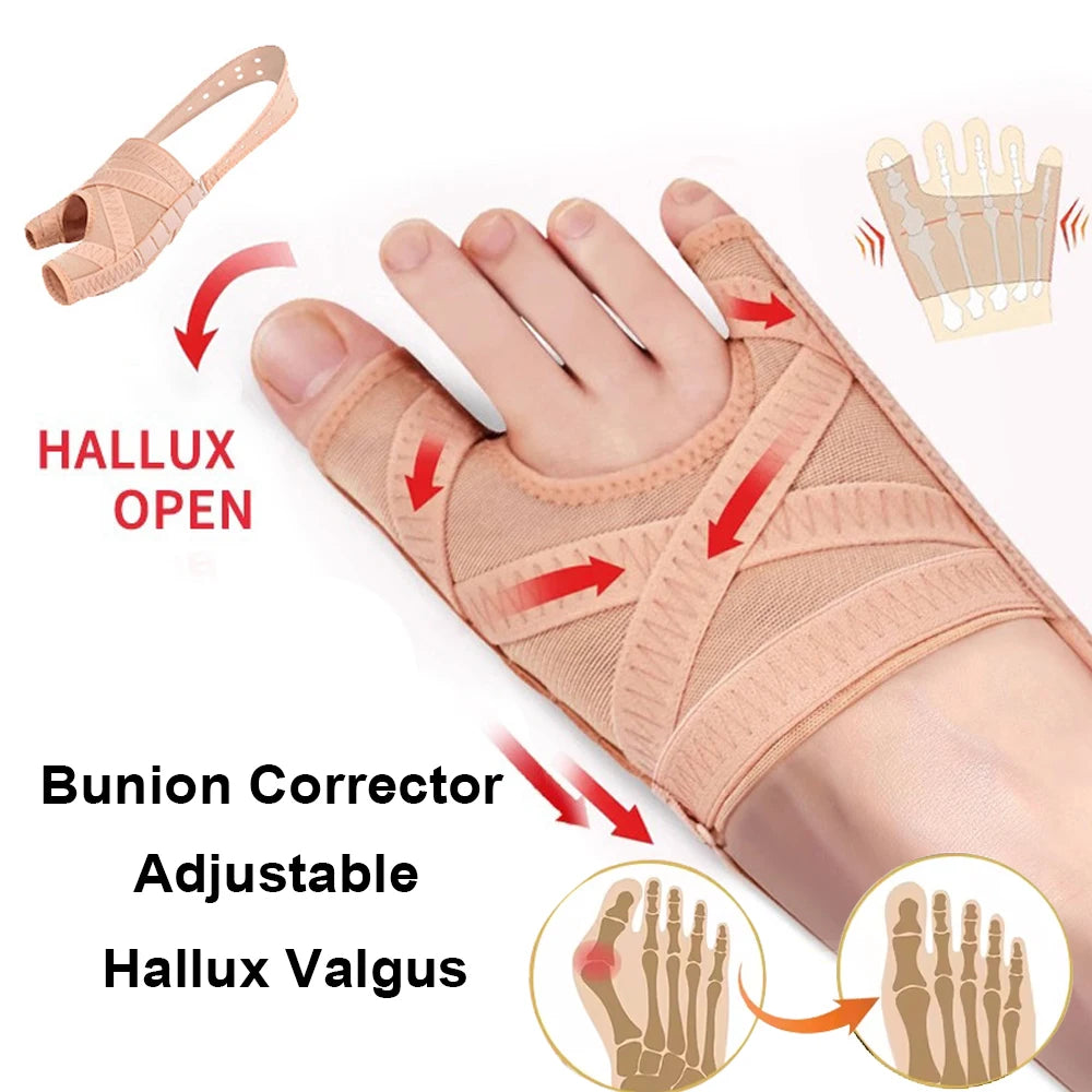 Adjustable Hallux Valgus Bunion Corrector — Big Toe Separator & Foot Straightener Sock for Pedicure & Thumb Correction