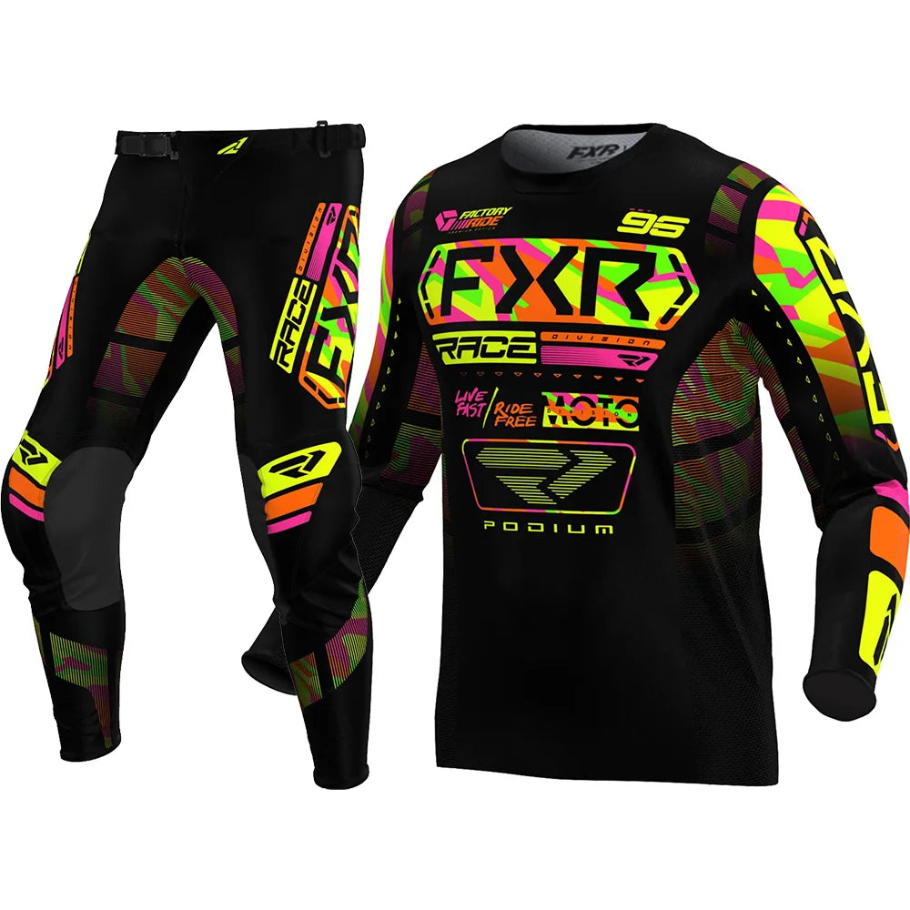 NEW FXR Off-Road Motorcycle Clothing Set – MX Jersey & Pants Combo for Dirt Bike Racing & Motocross