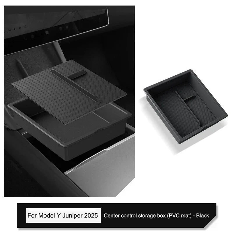 Tesla Model Y Juniper 2025 Center Console Armrest Organizer – Cup Holder & Storage Box Interior Upgrade Kit