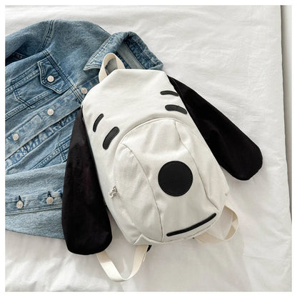 Cute Dog Canvas Backpack 2025 — Korean-Style Portable Student Travel Bookbag