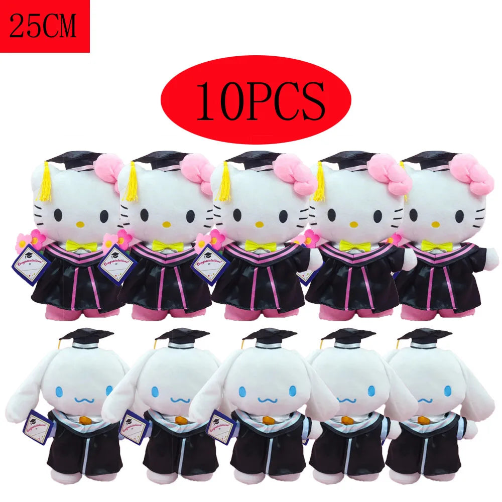 Anime Plush 25cm – Cinnamoroll, My Melody, Kuromi & Hello Kitty Kawaii Soft Stuffed Graduation Doll Gift
