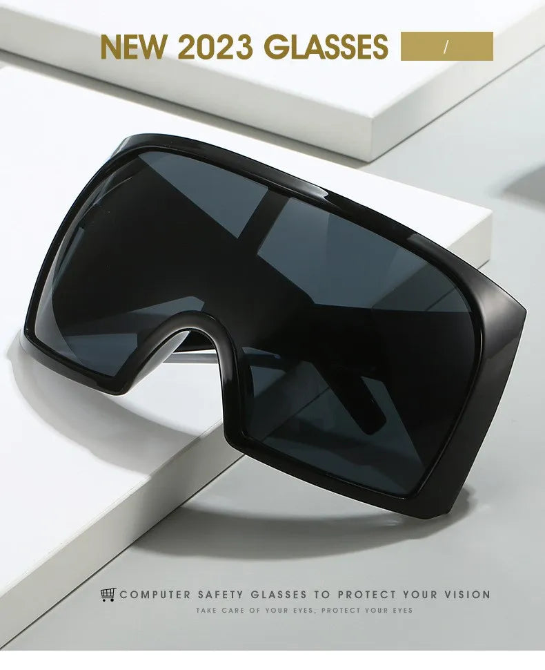 2025 Oversized Punk Shield Sunglasses – Luxury Steampunk Big Frame UV400 Sport Goggles for Women & Men