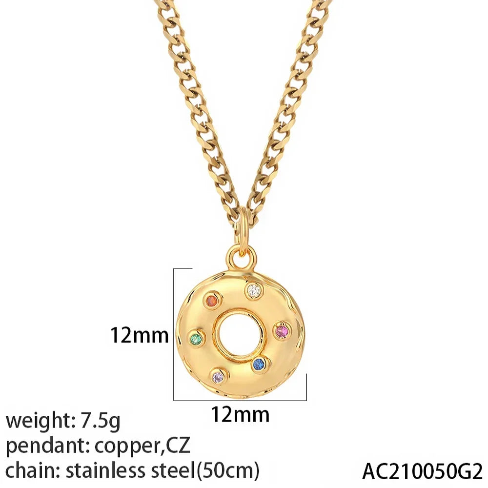 Heart Evil Blue Eye Sun Necklace – Cute Dog, Bee & Elephant Gold Pendant with Long Stainless Steel Chain for Women