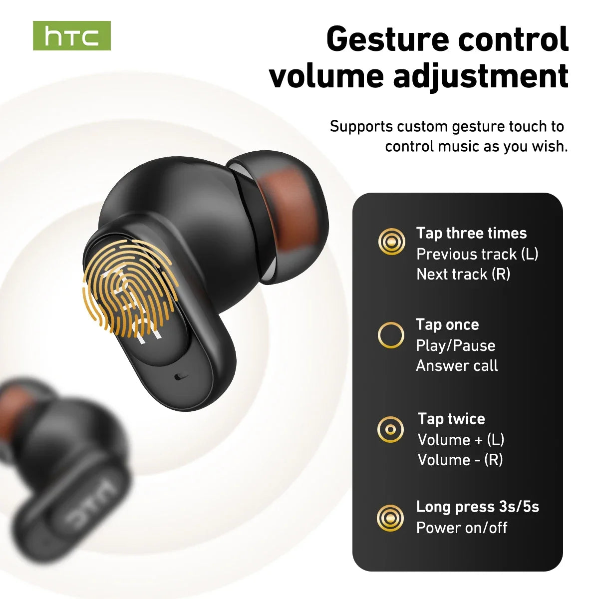 HTC NE79 TWS Bluetooth Earbuds - AI Translator Wireless Headphones with Noise Cancellation
