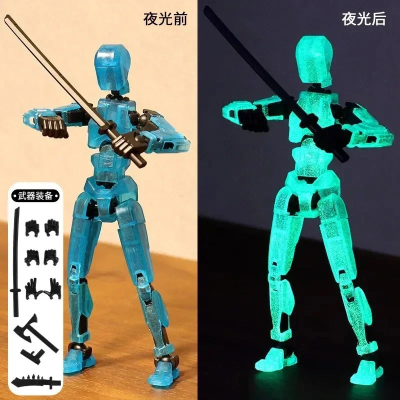 DIY Luminous T13 Multi-Joint Shapeshift Robot & Dog – 3D Printed Movable Mannequin Action Figures for Kids & Gifts