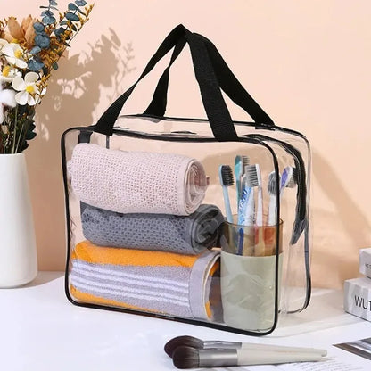 3-Size Transparent Toiletry Bags – Large Capacity Travel Organizer Stroller Bag for Makeup, Cosmetics & Multifunctional Storage