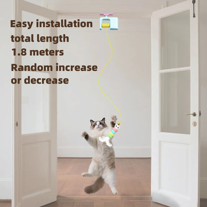 Interactive Flying Bird Cat Toy - Rechargeable Automatic Hanging Door Toy with Elastic Rope for Hunting & Stress Relief