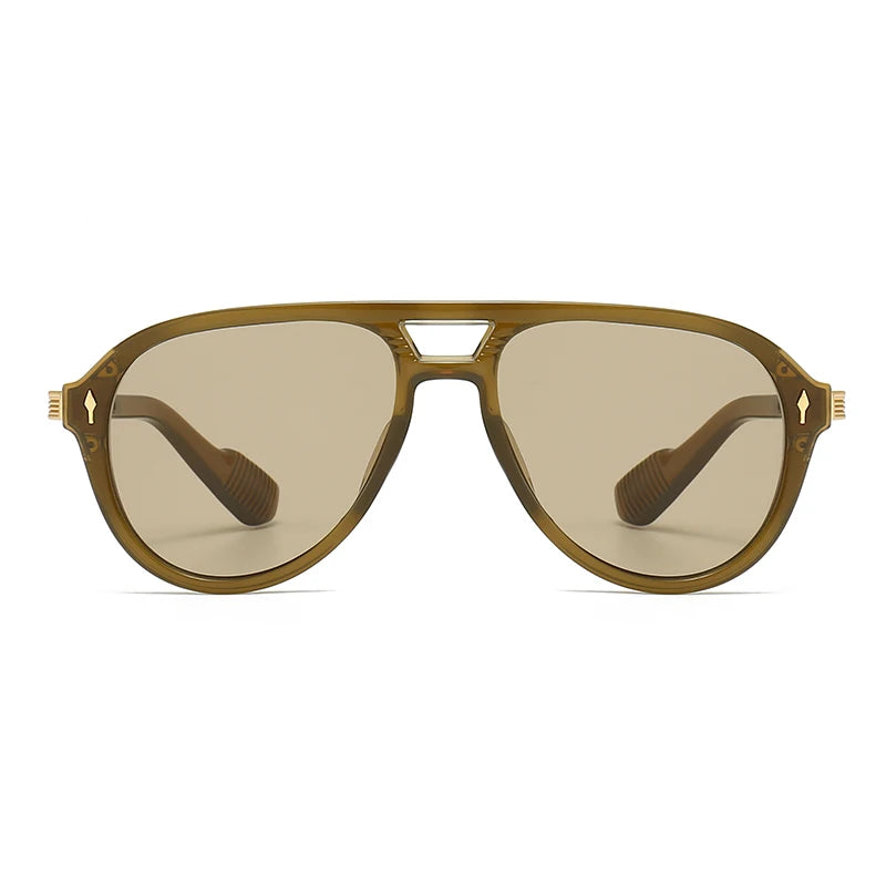 Men’s Aviator Sunglasses – Retro Double Bridge Square Frame, European & American Style, Wholesale
