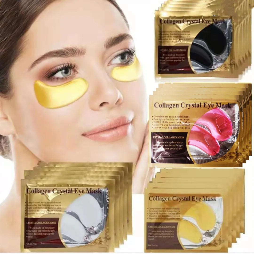 Gold Collagen Crystal Eye Masks - 20-Piece 10-Pair Firming & Moisturizing Under-Eye Patches