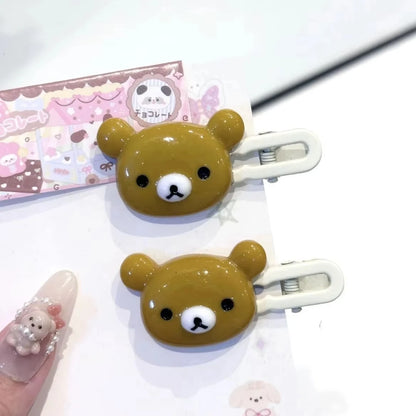 Cute Bear Hairpin Set - Preppy Style Plastic Hair Clips Sweet Accessories for Girls & Friendship Gifts