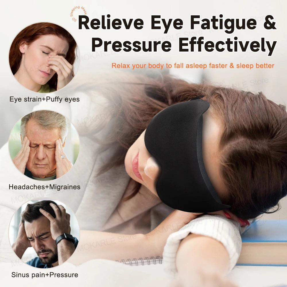 3D Sleeping Eye Mask — Soft, Breathable Travel Eyeshade for Night Sleep, Light Blocking & Sleeping Aid