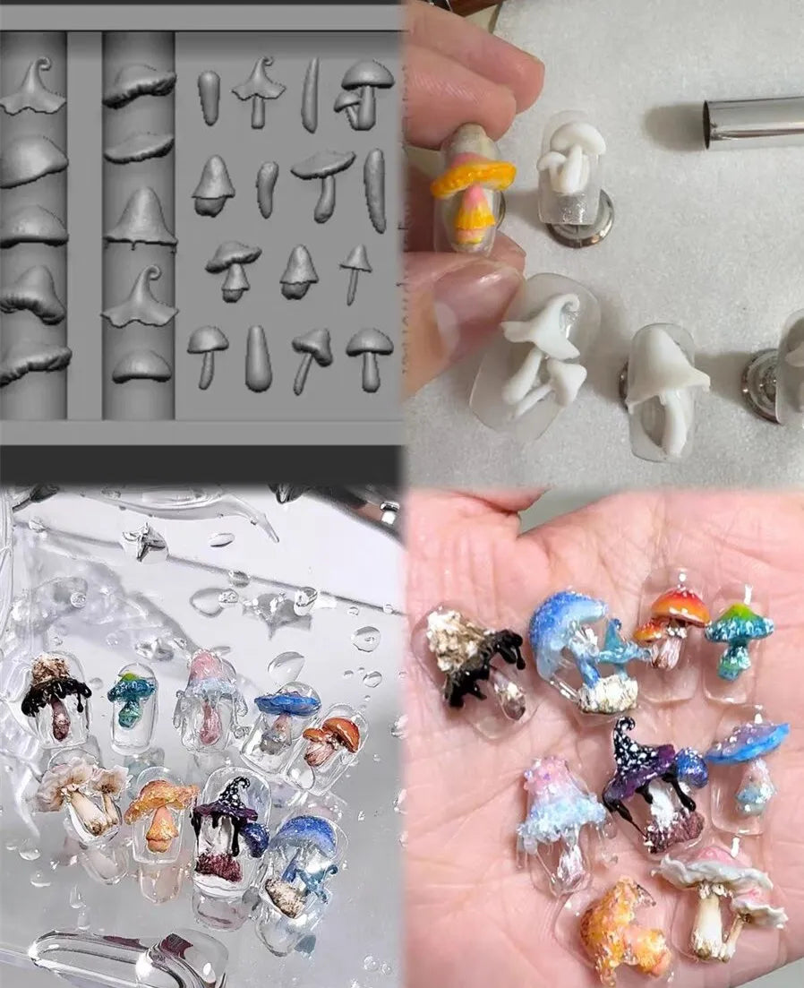 Snake Lolita Bow, Mushroom, Rose, Lotus, Bear 3D Acrylic Nail Mold - DIY Silicone Nail Decorations & Nail Art Products