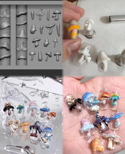 Snake Lolita Bow, Mushroom, Rose, Lotus, Bear 3D Acrylic Nail Mold - DIY Silicone Nail Decorations & Nail Art Products