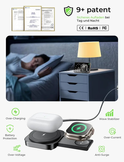 LISEN MagSafe Charger Stand for iPhone 14 and 15 - Portable Magnetic Wireless Charging Station for Apple Devices