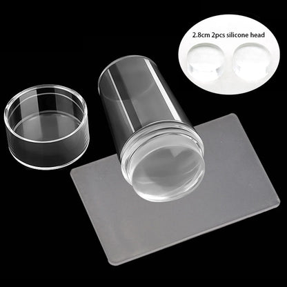 Clear Jelly Nail Stamper Set - Silicone Nail Art Stamp Tool with Scraper for Manicure Designs