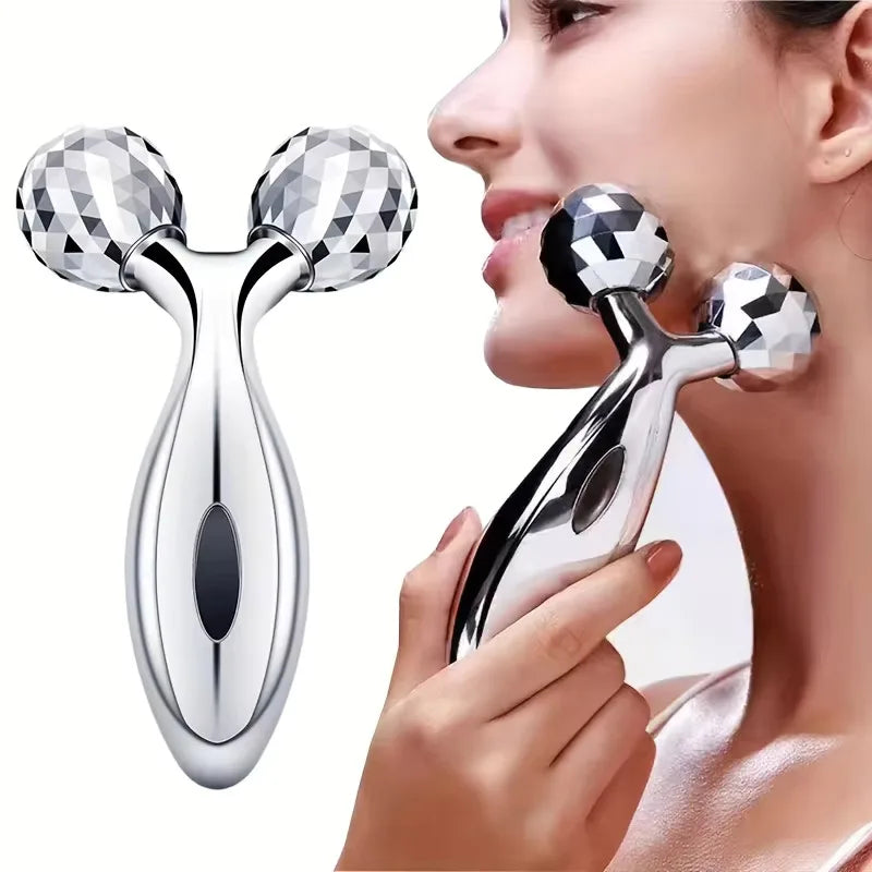 3D Facial Roller Massager — Manual Beauty Device for Muscle Lifting & Skin Care, for Women & Men
