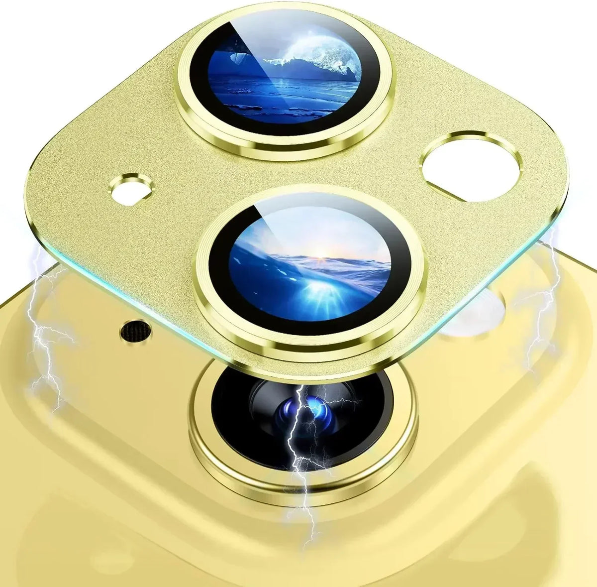 Titanium Black Camera Lens Protector - Metal Glass Cover for iPhone 13 to 15 Pro Max