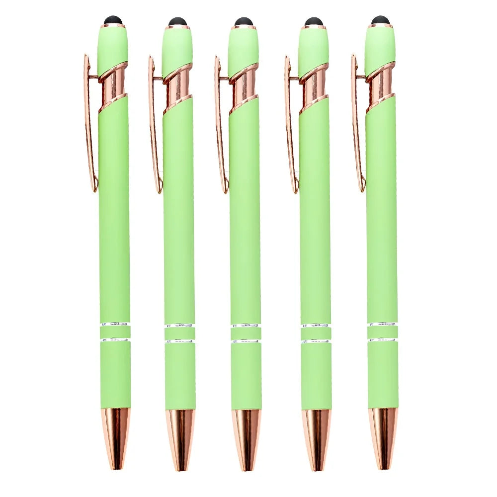2-in-1 Metal Stylus Ballpoint Pen — 1.0mm Black Ink Pen for Smartphone and Tablet, Set of 5–10 Pieces