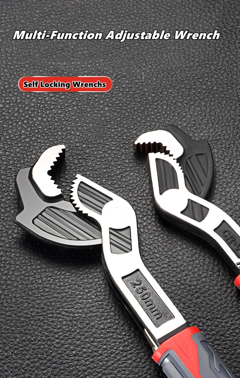 Universal Adjustable Self-Locking Wrench - CR-V Multifunctional Plumbing Hand Tool for Bathroom and Home Repairs, 6–12 Inch