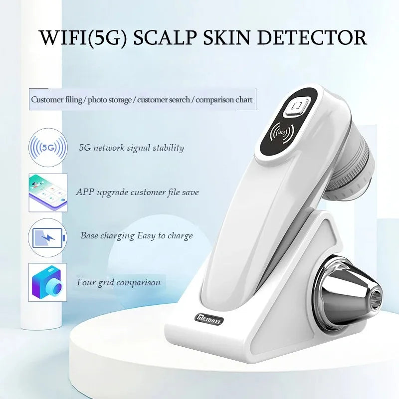 WiFi Scalp & Skin Analyzer Microscope – 50X–200X Hair Follicle Detection UV Magnifier with App Support Professional Facial Skin Tester