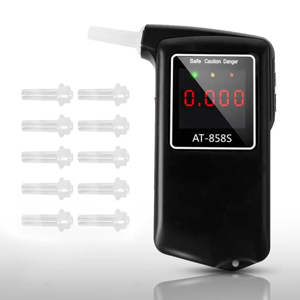 GREENWON AT-858S Breathalyzer – Portable Breath Alcohol Tester with Mouthpieces for Personal Alcohol Detection