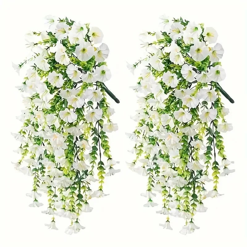 UV-Resistant Artificial Morning Glory & Eucalyptus Hanging Flowers – Outdoor Home, Garden & Wedding Décor