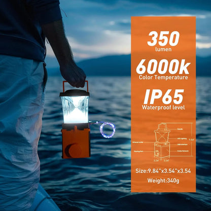 LED Saltwater Camping Lantern - 350-Lumen Emergency Light for Power Outages, Hurricanes & Outdoor Use