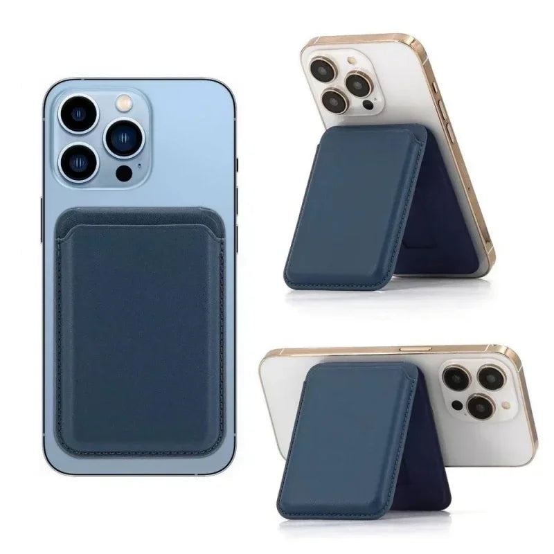 Strong Magnetic Leather Wallet Case with Hidden Stand for MagSafe – Card Holder Cover for iPhone 15 Pro Max, 14 & 13 Pro Max