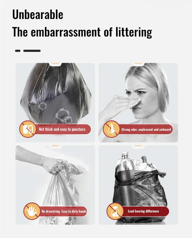 Garbage Bags with Drawstring – Transparent Disposable Bags for Household, Kitchen & Dorm Use, 3 Size Options