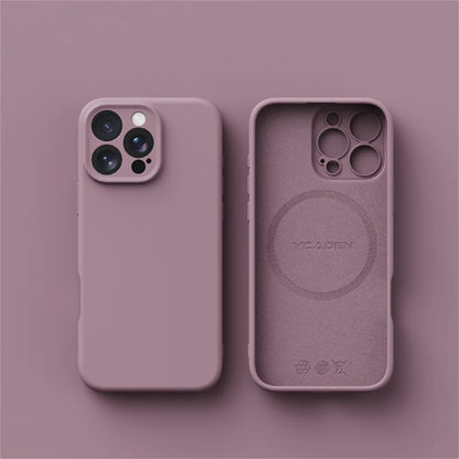 Luxury Liquid Silicone MagSafe Case for iPhone 12–17 Pro Max - Smooth Soft-Touch Wireless Charging Cover