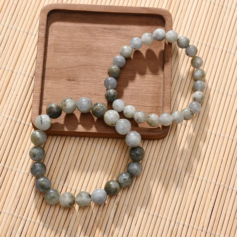 4mm 6mm 8mm Labradorite Bracelet, Handmade Natural Stone Jewelry for Women, Semi-Precious Gemstone Gift