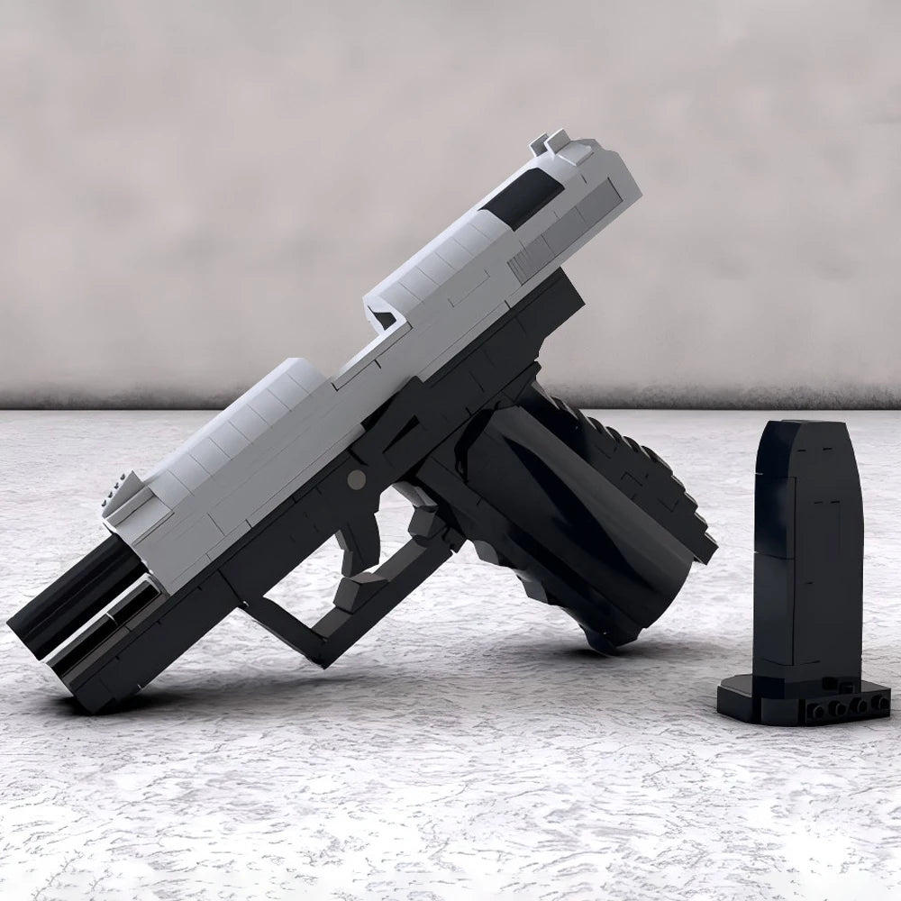 Secret Agent Tactical Pistol MOC Building Blocks - High-Detail Semi-Automatic Gun Model DIY Brick Set