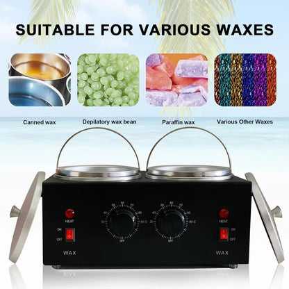 Dual Wax Pot Professional Heater – Electric Paraffin Waxing Machine for Hair Removal & Spa Use