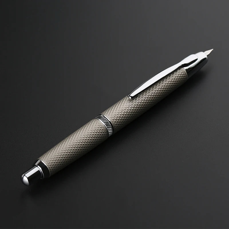 MAJOHN A1 Metal Engraved Fountain Pen: Press Fish Scale Design, Retractable with Clip/No Clip - Office and School Writing Gift