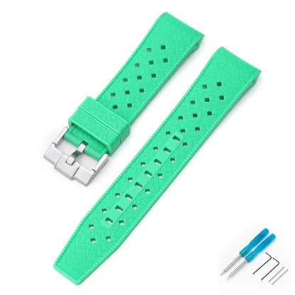 Curved End Strap for Swatch X Blancpain Fifty Fathoms – 22mm Waterproof Liquid Silicone Watch Band for Men & Women