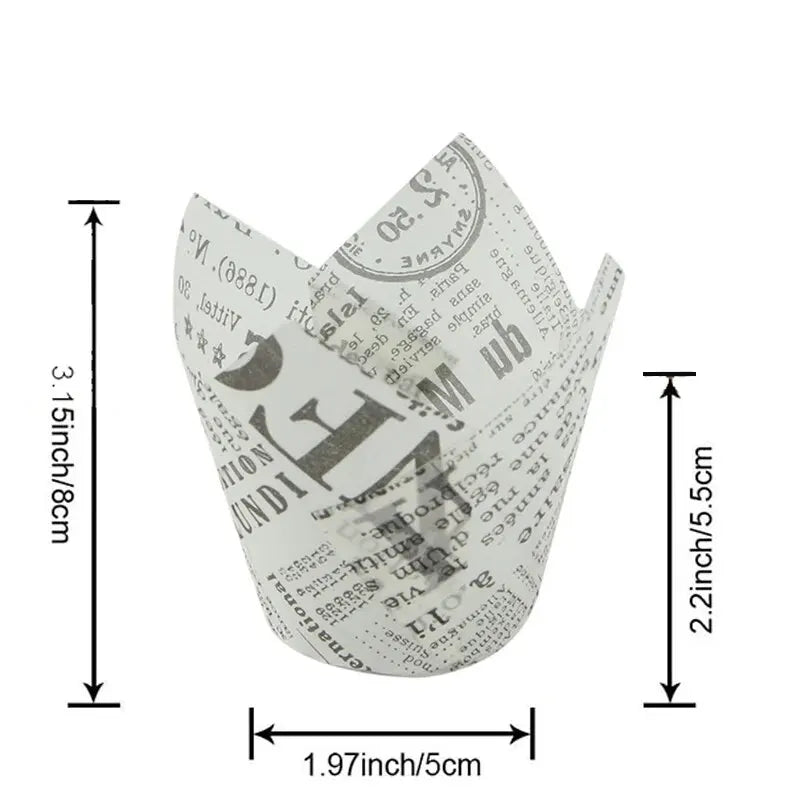 50PCS Tulip Baking Cups – Disposable Oil-Proof Paper Cup Trays for Cakes, Muffins & Bread