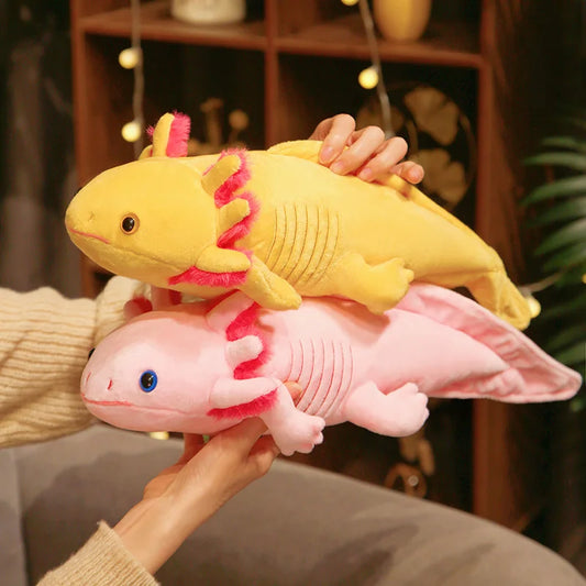 Kawaii Colorful Newt Plush Toy — 23-80cm Cute Axolotl Salamander Stuffed Animal, Fuzzy Long Pillow Cushion for Kids Gift